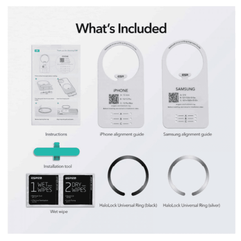 ESR Halolock MagSafe Universal Magnetic Ring Black & Silver - Image 6