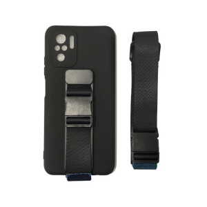Θήκη Σιλικόνης με Λουρί για το Xiaomi Redmi Note 10 / Redmi Note 10S Μαύρο