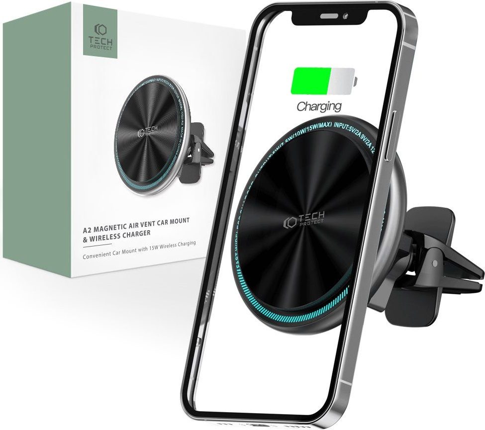 Tech-protect A2 Magnetic MagSafe Vent Car Mount Wireless Charger 15W Black
