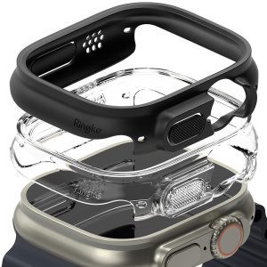 Ringke Slim Apple Watch Ultra 1 / 2 / 3 / 4 49mm Clear & Matte Black [2 PACK]
