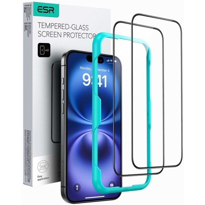 Esr Tempered Glass 2-pack Iphone 16 Black