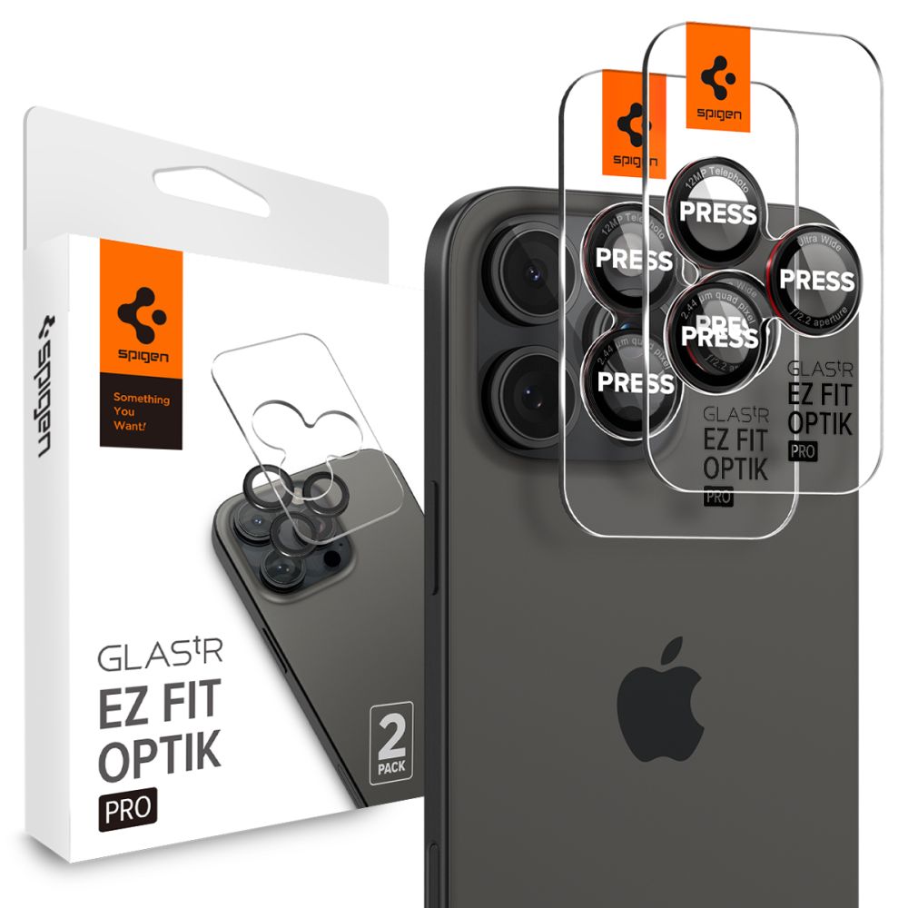 Spigen Optik Pro L-series Glas.tr ”ez Fit” Camera Protector 2-pack iPhone 14 Pro / Pro Max / 15 Pro / Pro Max / 16 Pro / 16 Pro Max / 17 Pro / Pro Max- Black