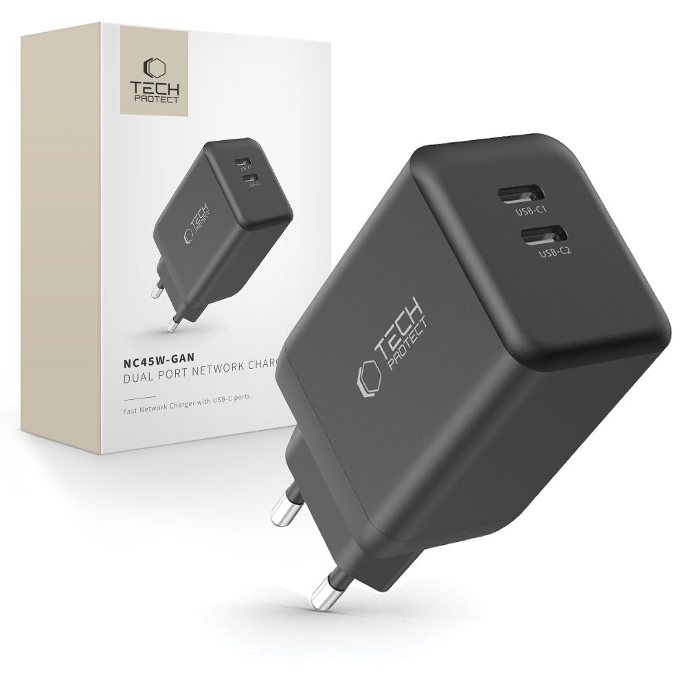 Tech-protect Nc45w-gan 2-port Network Charger Pd45w Black