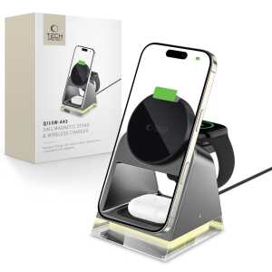 Tech-protect Qi15w-a43 3in1 Magnetic Magsafe Wireless Charger Black