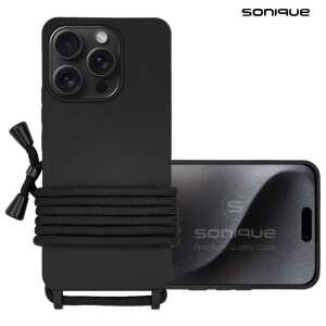 Θήκη Σιλικόνης με Κορδόνι CarryHang Sonique Apple iPhone 16 Pro Μαύρο
