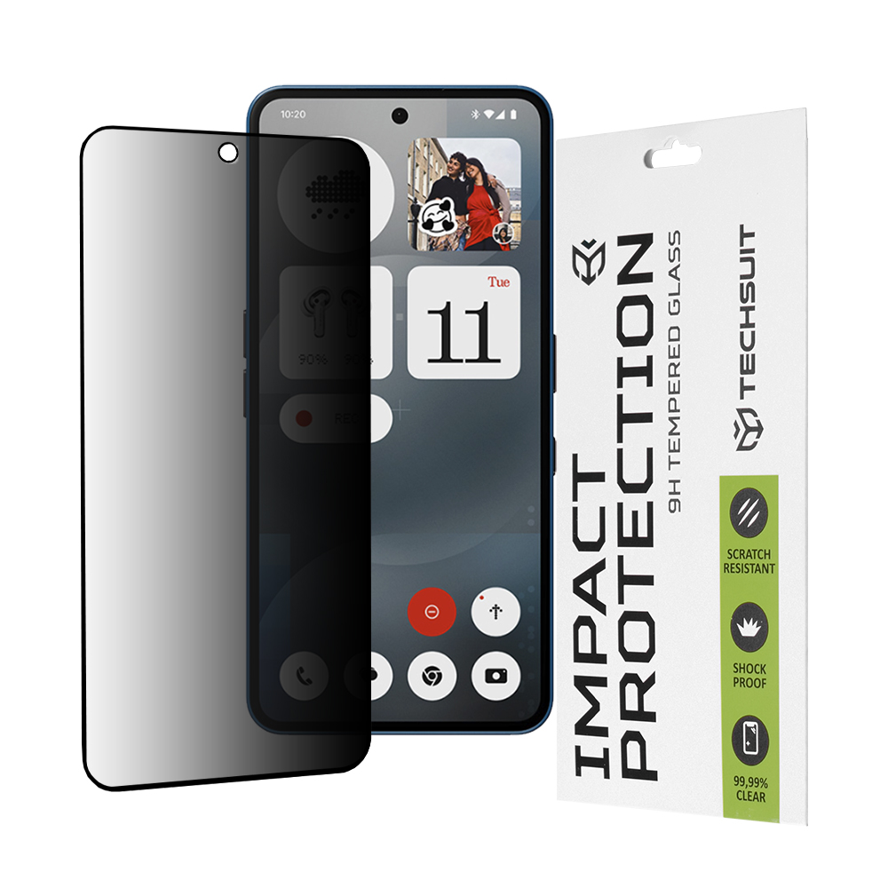 Techsuit - Privacy/Anti-Spy Full Glue - Nothing Phone (3a) / (3a) Pro - Black - Black