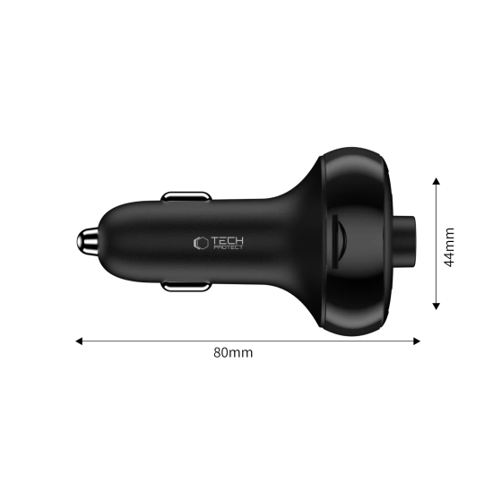 Tech-protect Cc06 3-port Car Charger Pd72w + Transmiter Fm Bluetooth Black Tech-protect Cc06 3-port Car Charger Pd72w + Transmiter Fm Bluetooth Black - Image 2