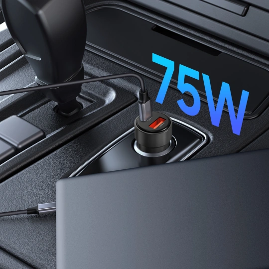 Tech-protect Cc03 2-port Car Charger Pd75w Black Tech-protect Cc03 2-port Car Charger Pd75w Black - Image 3