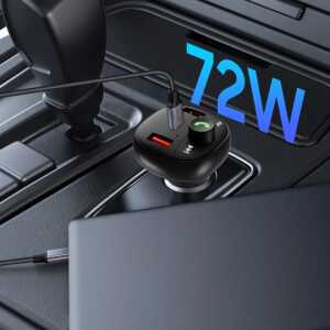 Tech-protect Cc06 3-port Car Charger Pd72w + Transmiter Fm Bluetooth Black Tech-protect Cc06 3-port Car Charger Pd72w + Transmiter Fm Bluetooth Black