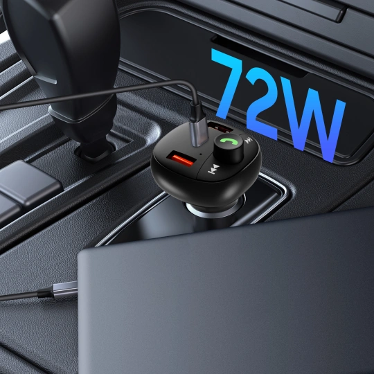 Tech-protect Cc06 3-port Car Charger Pd72w + Transmiter Fm Bluetooth Black Tech-protect Cc06 3-port Car Charger Pd72w + Transmiter Fm Bluetooth Black - Image 3