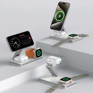 Tech-protect Qi15w-a47 3in1 Magnetic Magsafe Wireless Charger White