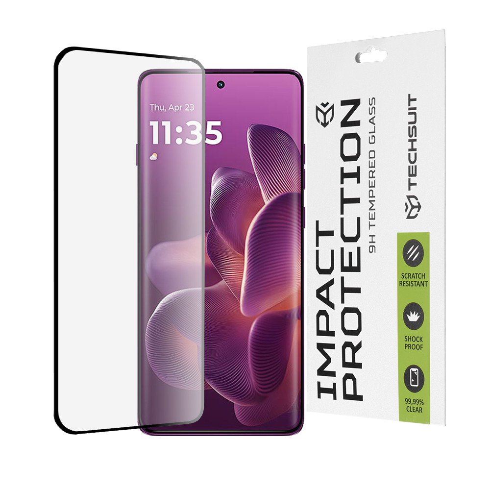 Techsuit - 111D Full Cover / FullGlue Glass / 3D Curved Screen - Motorola Edge 60 Pro - Black