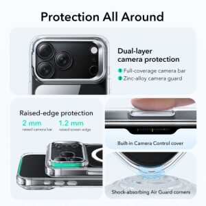 Alternative view of ESR - Classic Hybrid HaloLock Kickstand - iPhone 17 Pro - Clear