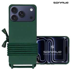 Θήκη Σιλικόνης με Κορδόνι CarryHang Sonique Apple iPhone 17 Pro Max Πράσινο Σκούρο
