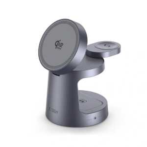 Alternative view of Tech-protect Qi2.2-25w-a48 3in1 Magnetic Magsafe Wireless Charger Dark Grey