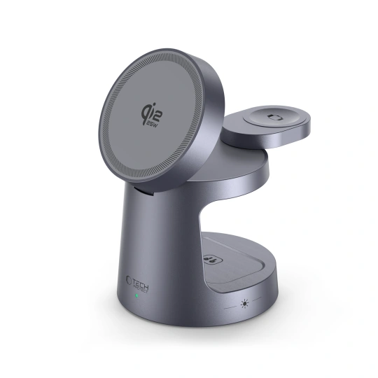 Tech-protect Qi2.2-25w-a48 3in1 Magnetic Magsafe Wireless Charger Dark Grey Tech-protect Qi2.2-25w-a48 3in1 Magnetic Magsafe Wireless Charger Dark Grey - Image 2