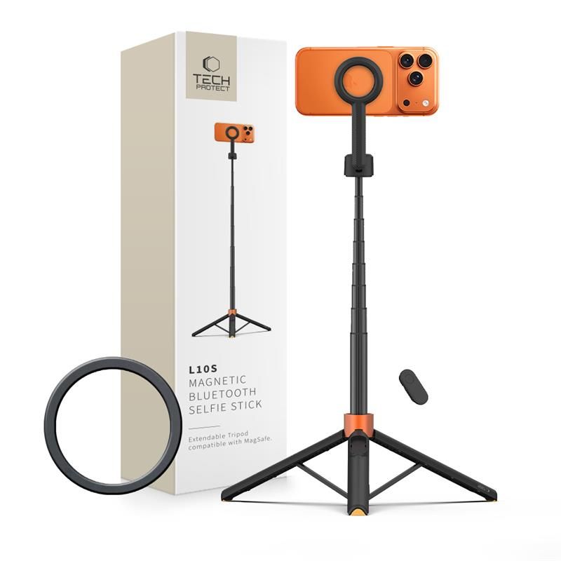Tech-protect L10s Magsafe Bluetooth Selfie Stick Tripod Black/orange Tech-protect L10s Magsafe Bluetooth Selfie Stick Tripod Black/orange