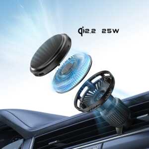 Tech-protect V9 Arcticboost Magnetic Magsafe Dashboard & Vent Car Mount Wireless Charger 25w Qi2.2 Black