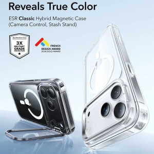 ESR - Classic Hybrid HaloLock Kickstand - iPhone 17 Pro Max - Clear Black - Image 6