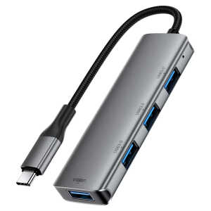 Acefast - Hub 4 in 1 (J15) - Type-C to 4x USB3.0, 5Gbps, Plug&Play, Aluminum Alloy, Nylon Braided Cable - Metal Gray - Image 3