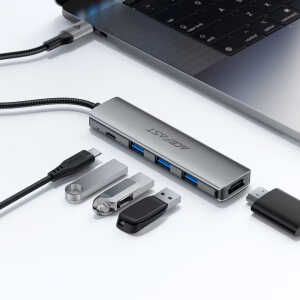 Acefast - Docking Station 5 in 1 (J16) - USB-C to 3x USB3.0, USB-C PD 90W, HDMI 4K@60Hz, Plug&Play - Metal Gray - Image 4