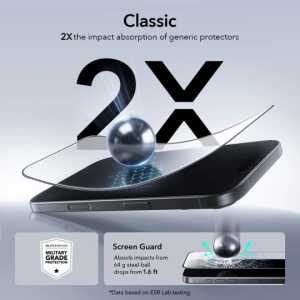 Alternative view of Esr Ultrafit Tempered Glass 2-pack Iphone 16 Pro / 17 Black
