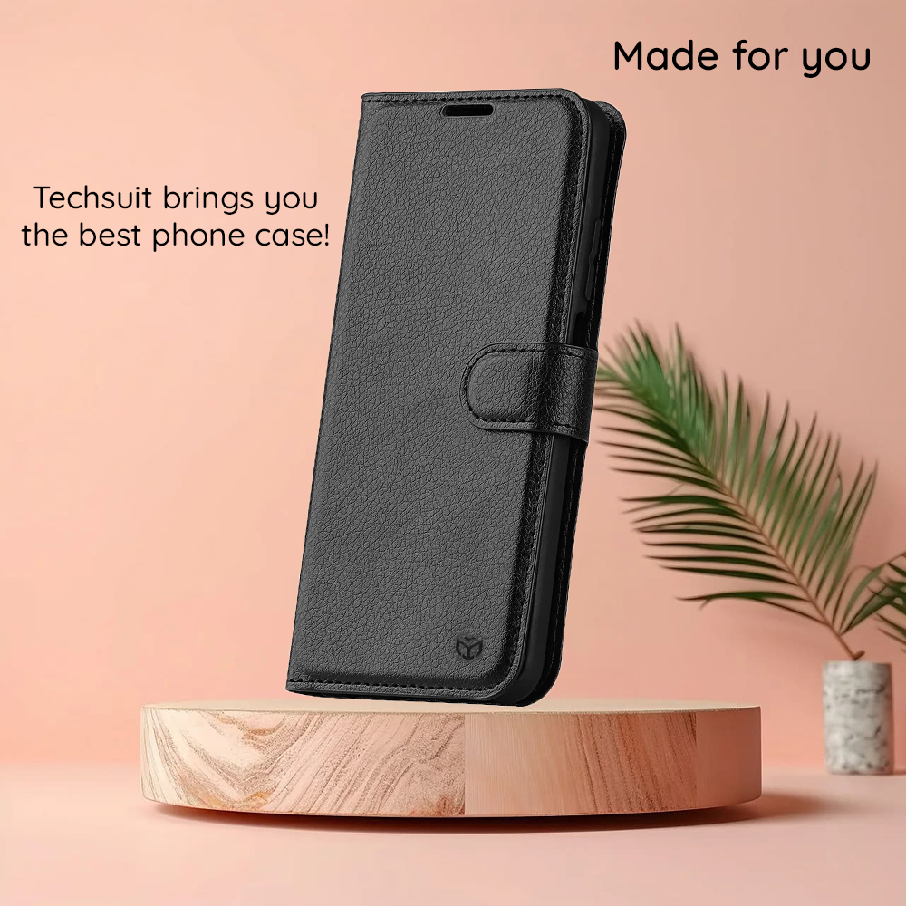 Techsuit - Leather Folio - Realme GT 6 / GT 6T - Black Techsuit - Leather Folio - Realme GT 6 / GT 6T - Black - Image 4
