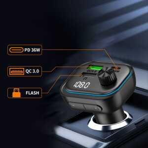 Tech-protect Cc07 3-port Car Charger Pd 54w + Transmiter Fm Bluetooth Black