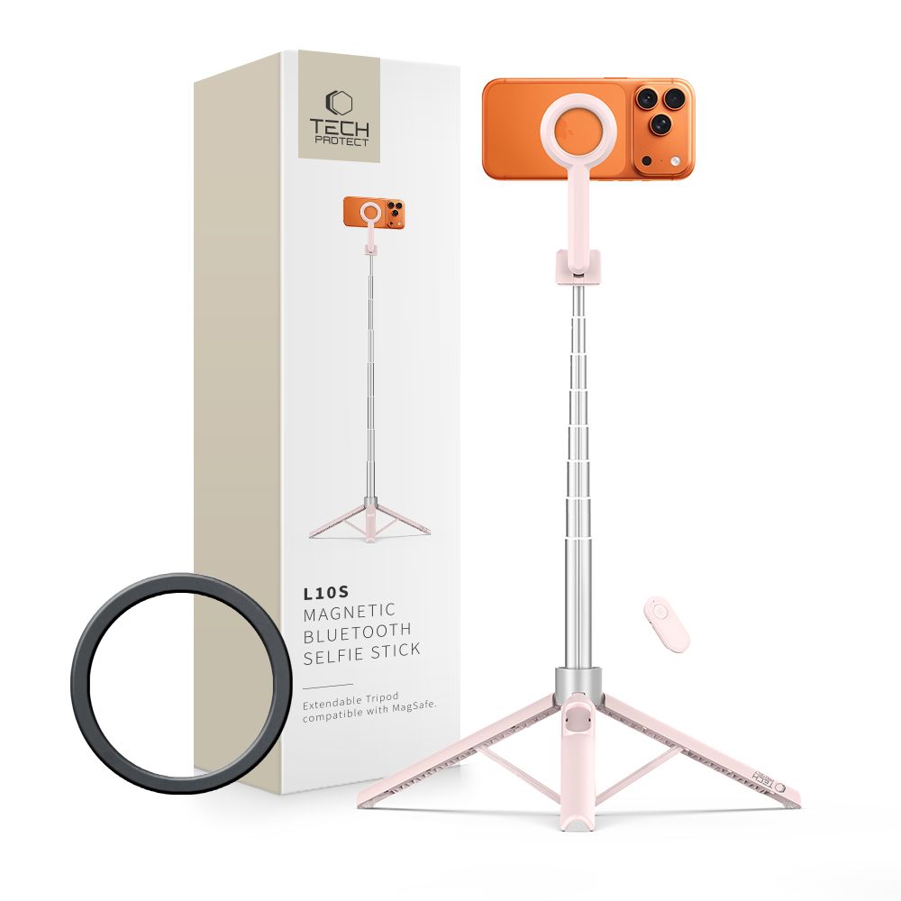Tech-protect L10s Magsafe Bluetooth Selfie Stick Tripod Pink/grey Tech-protect L10s Magsafe Bluetooth Selfie Stick Tripod Pink/grey