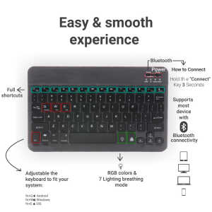 Techsuit AirKeys WK1 Ασύρματο Bluetooth Πληκτρολόγιο για Android / iOS / Windows με RGB Φωτισμό & USB-C Μαύρο