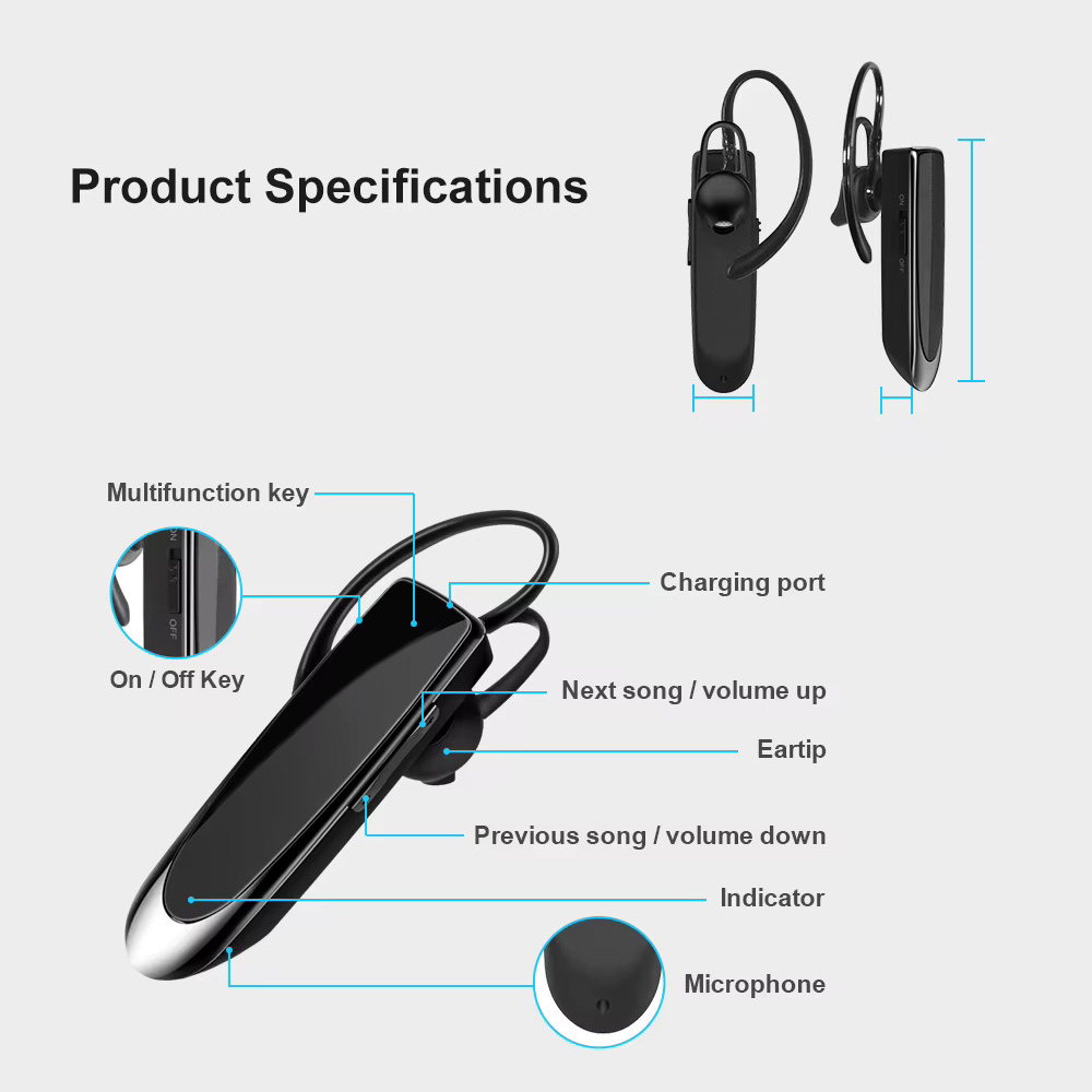 Techsuit UrbanEar CB1 Bluetooth Handsfree Ακουστικό με Noise Cancelling & USB-C Μαύρο Techsuit UrbanEar CB1 Bluetooth Handsfree Ακουστικό με Noise Cancelling & USB-C Μαύρο - Image 3