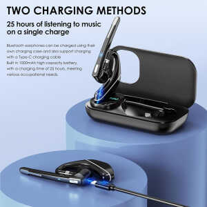 Techsuit Hearyo A6L Bluetooth Handsfree Ακουστικό με ENC, Dual Mic, Bluetooth 5.3 & Θήκη Φόρτισης 96 Ωρών Μαύρο - Image 4