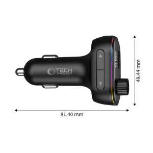 Tech-protect Cc07 3-port Car Charger Pd 54w + Transmiter Fm Bluetooth Black