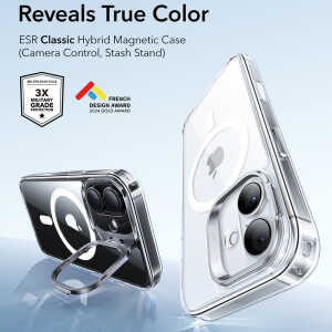 Alternative view of ESR - Classic Hybrid HaloLock Kickstand - iPhone 17 - Clear