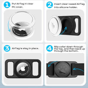 Techsuit BuddyGuard DG1 Θήκη AirTag για Περιλαίμιο Σκύλου Αδιάβροχη Full Body Μαύρη