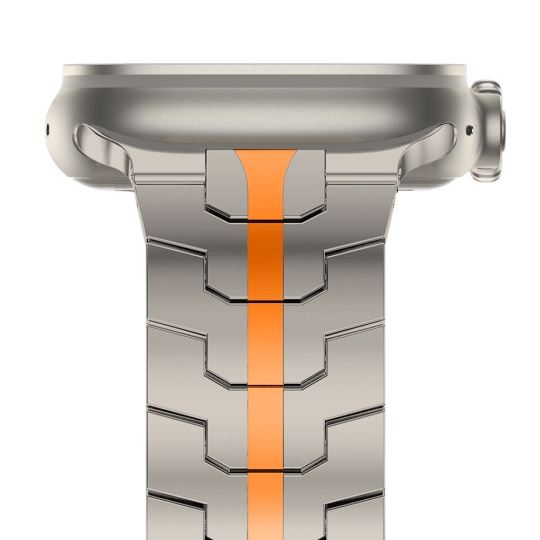 Alternative view of Tech-Protect Stainless Line Apple Watch 6 / 7 / 8 / 9 / 10 / 11 / Se / Ultra 1 / 2 / 3 (44 / 45 / 46 / 49 MM) titanium/orange