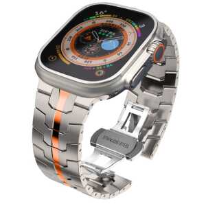 Tech-Protect Stainless Line Apple Watch 6 / 7 / 8 / 9 / 10 / 11 / Se / Ultra 1 / 2 / 3 (44 / 45 / 46 / 49 MM) titanium/orange - Image 3