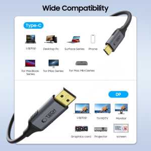 Tech-protect Ultraboost Cable Type-c To Displayport 1.4 8k 60hz 180cm Black