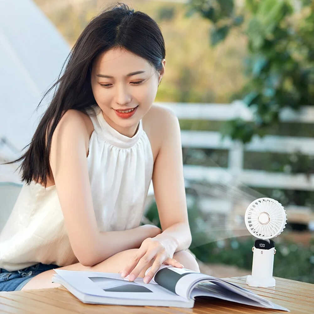 Techsuit - Handheld Fan (N15) - Foldable Design Techsuit - Handheld Fan (N15) - Foldable Design, Digital Display, Ultra Silent, 1800mAh - White - Image 7