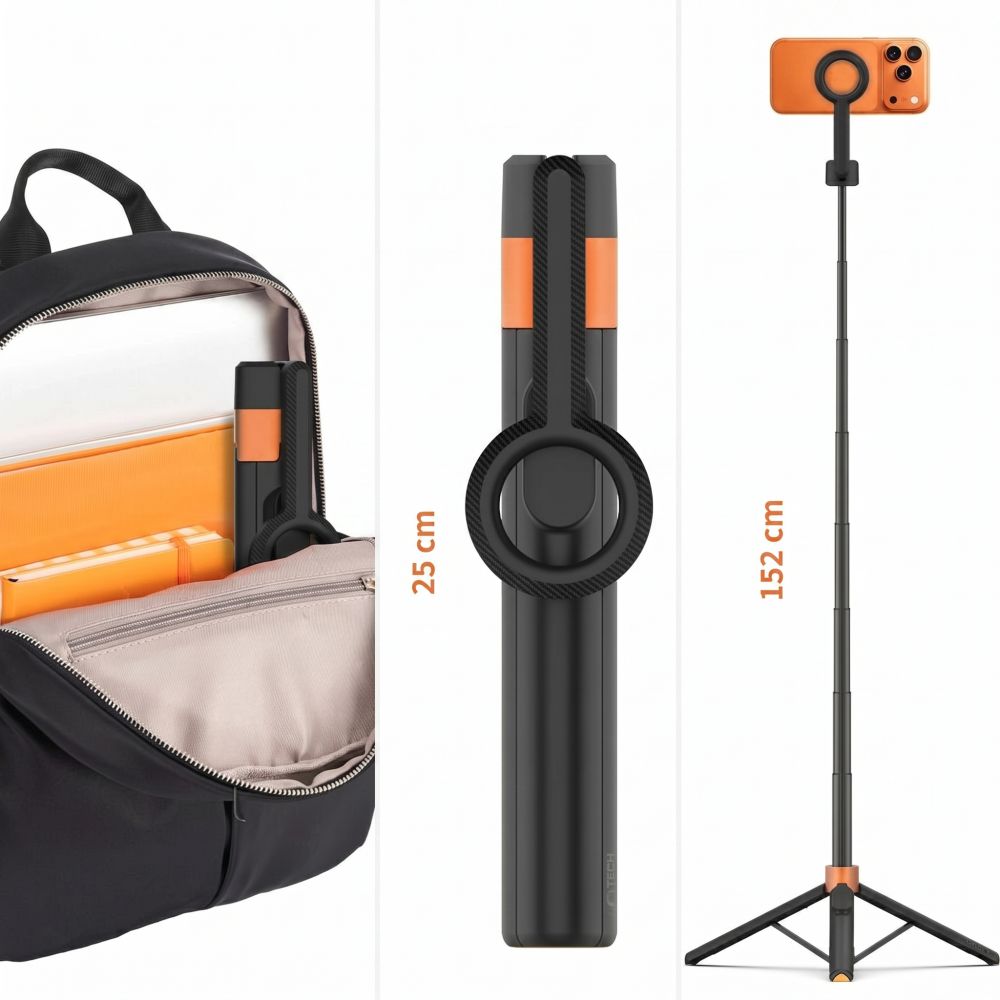 Tech-protect L10s Magsafe Bluetooth Selfie Stick Tripod Black/orange Tech-protect L10s Magsafe Bluetooth Selfie Stick Tripod Black/orange - Image 10