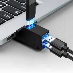 Alternative view of Techsuit - Mini Docking Station EchoLink 3 in 1 (H11) - USB to 2x USB 2.0, 1x USB 3.0, 5Gbps - Black