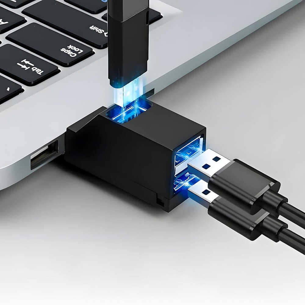 Techsuit - Mini Docking Station EchoLink 3 in 1 (H11) - USB to 2x USB 2.0 Techsuit - Mini Docking Station EchoLink 3 in 1 (H11) - USB to 2x USB 2.0, 1x USB 3.0, 5Gbps - Black - Image 2