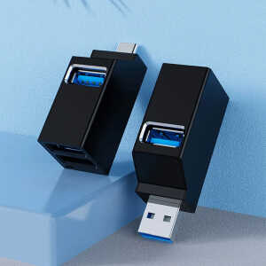 Techsuit - Mini Docking Station EchoLink 3 in 1 (H11) - USB to 2x USB 2.0 Techsuit - Mini Docking Station EchoLink 3 in 1 (H11) - USB to 2x USB 2.0, 1x USB 3.0, 5Gbps - Black - Image 3