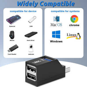 Techsuit - Mini Docking Station EchoLink 3 in 1 (H11) - USB to 2x USB 2.0 Techsuit - Mini Docking Station EchoLink 3 in 1 (H11) - USB to 2x USB 2.0, 1x USB 3.0, 5Gbps - Black - Image 5
