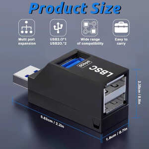 Techsuit - Mini Docking Station EchoLink 3 in 1 (H11) - USB to 2x USB 2.0 Techsuit - Mini Docking Station EchoLink 3 in 1 (H11) - USB to 2x USB 2.0, 1x USB 3.0, 5Gbps - Black - Image 6