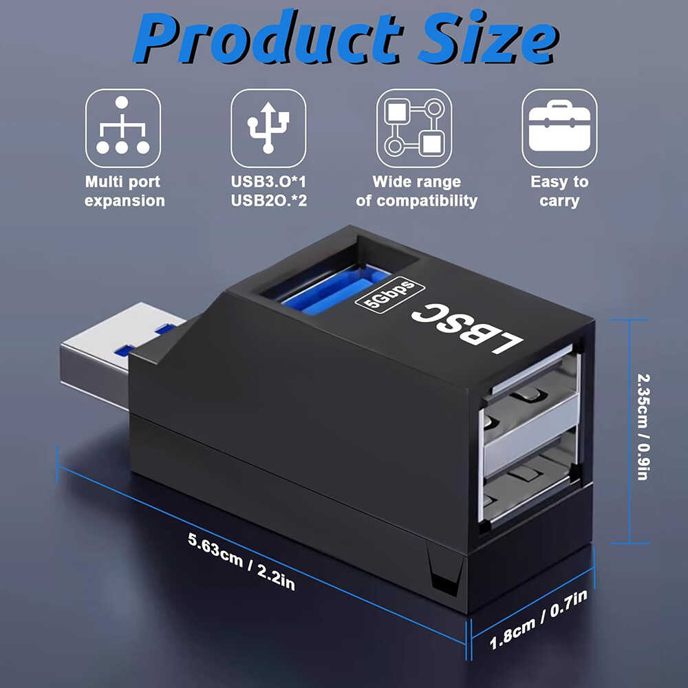 Techsuit - Mini Docking Station EchoLink 3 in 1 (H11) - USB to 2x USB 2.0 Techsuit - Mini Docking Station EchoLink 3 in 1 (H11) - USB to 2x USB 2.0, 1x USB 3.0, 5Gbps - Black - Image 6
