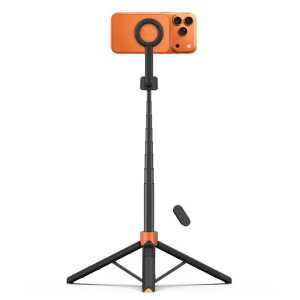 Alternative view of Tech-protect L10s Magsafe Bluetooth Selfie Stick Tripod Black/orange