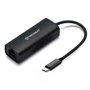 Techsuit - Ethernet Adapter NetLink (AC20) - Type-C Male to RJ45 LAN Port Female, 100Mbps, ABS - Black
