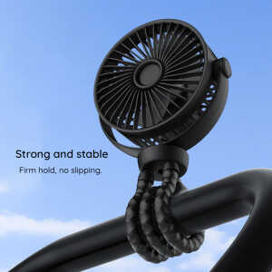 Alternative view of Techsuit - Baby Stroller Fan (VP1) - Portable, Four Speeds, 360° Flexible Tripod Clip, 4000mAh - White