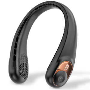 Alternative view of Techsuit - Neck Fan (S9) - Portable, with Digital Display, 3 Wind Speeds, 5200mAh, 5800RPM - Black
